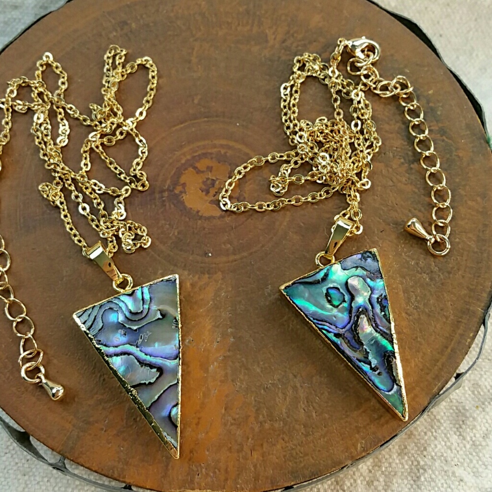 NEW Australian Abalone Necklace 18k Gold 14K Chain - Picture 1 of 8